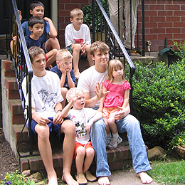 Cousins on the steps