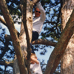 Eric up in a tree