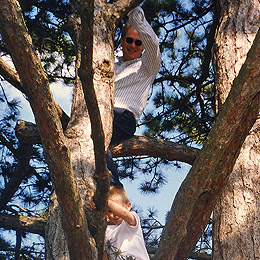 Eric up in a tree