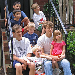 Sitting on the steps