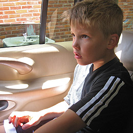 Matthew in the car