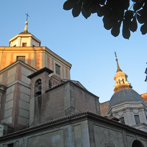 Sunset on church in Madrid