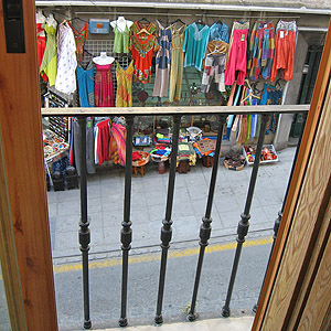 View of shop from our balcony