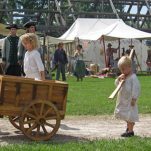 Children with a wagon