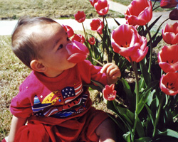 Arthur with flowers in 2000
