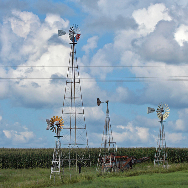 Windmills in eastern Kansas