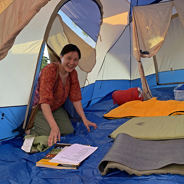 Jeri in our tent on our first evening