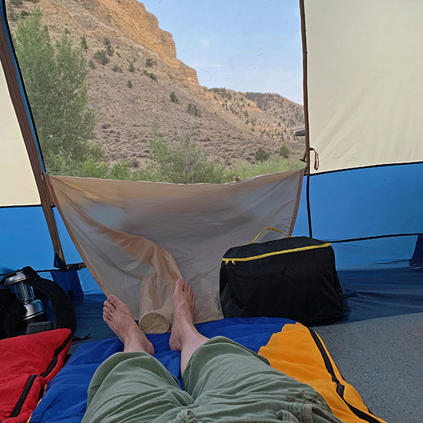 View from our bed in the tent at Lyons Gulch