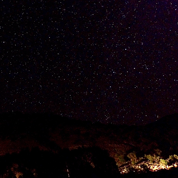 Ridge and night sky to northwest from our campsite