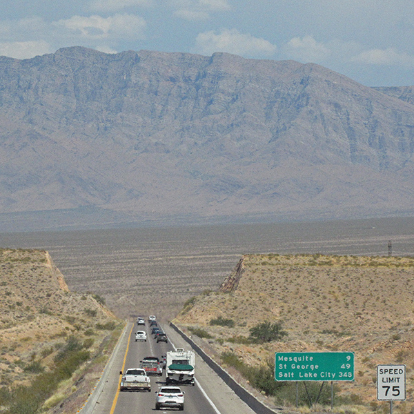 Approaching Mesquite, Nevada from the west