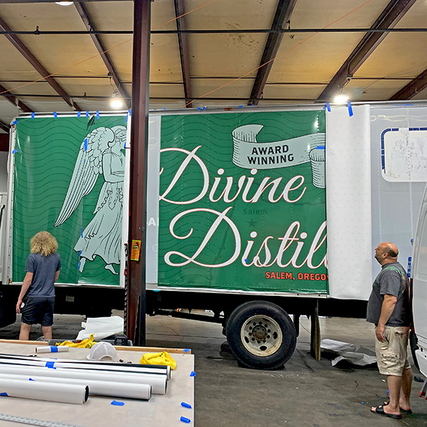The new delivery truck for Divine Distillers.