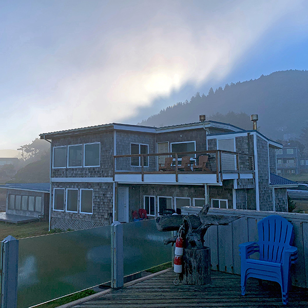 Early Monday morning I went out the door to look northeast from the porch of our Yachats house. 