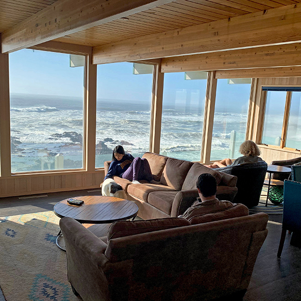 The living room in our rental home.