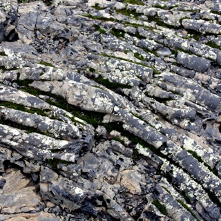 Lava hardened into rock