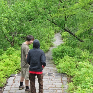 Sebastian and Arthur heading down the trail