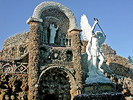 Grotto of the Redemption in West Bend, Iowa.  A statue of the Angel Michael with his sword ready.