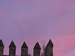 Pink clouds over a blue sky at sunset in Cordoba