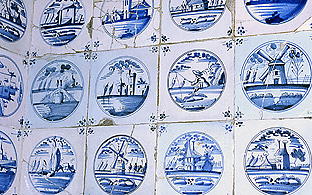 Blue and white tiles