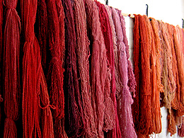 Warm reds and purples in yarn