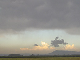 Clouds and sky in layers over the flat Spanish countryside