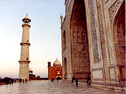 A view from the front of the Taj Mahal