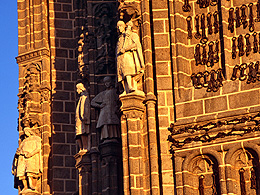 Statues on the exterior walls of the monastery.