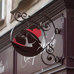 Shop sign in Strasbourg, France.