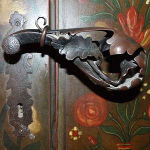 Leaf pattern door handle from Queen Marie's castle in Bran, Romania.