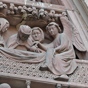 An angel plays a lute. 