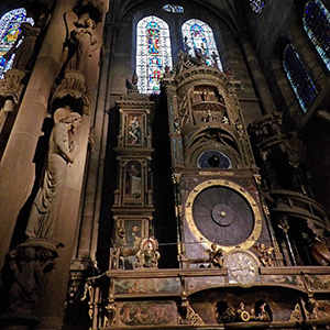 The astronomical clock in Strasbourg Cathedral.