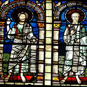 Ecce Agnus Dei Jesus stands under an arch that proclaims he is the lamb of God
