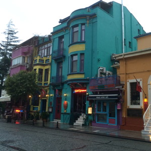 Colorful houses stood out in the city.
