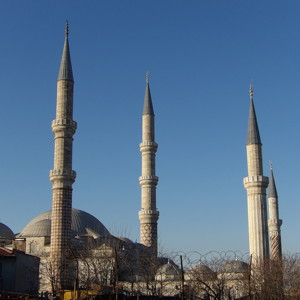Four beautifully designed minarets in Edirne.