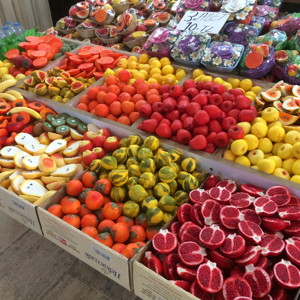 Soap that looks like fruit is very commonplace in the markets of Edirne.