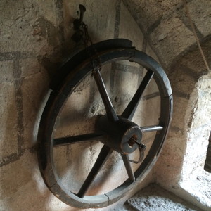 A spare wagon wheel in Salzbur, Austria.