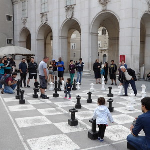 Giant chess board in Salzburg.