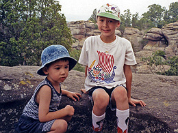 Arthur and Sebastian at the Garden of the Gods in 2002