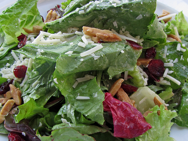Leafy greens in a salad