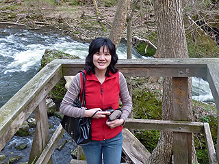 Jeri in front of Little Miami River