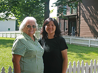 Aunt Lanni with Jeri across the street from Lincoln's house