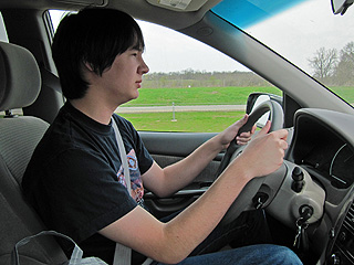 Sebastian driving van