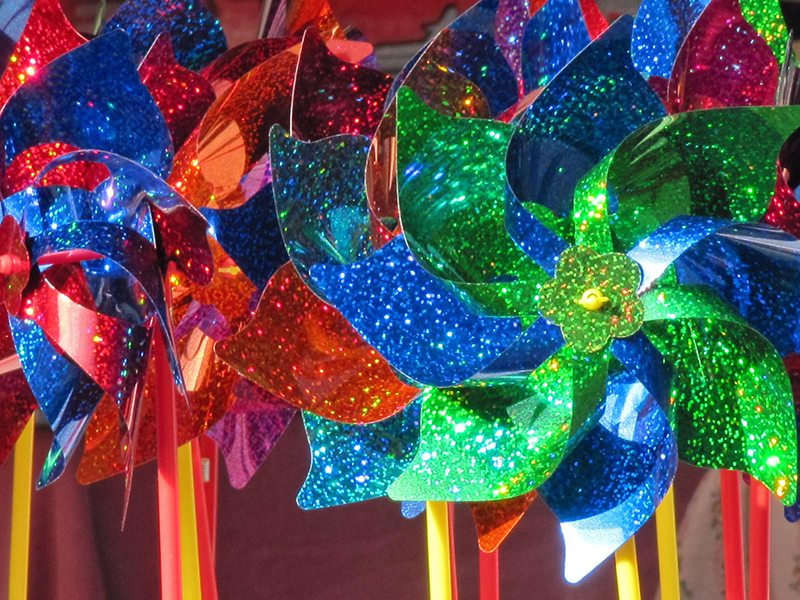 Pinwheels sparkle in the sun