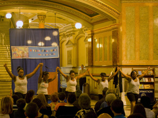 Dancers in the Illinois State Capitol for Race Unity Day