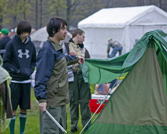 With tents at New Salem