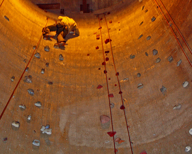 Eric near top of silo in Upper Limits