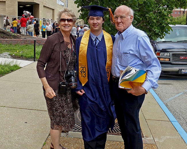 Sebastian at graduation ceremony for Southeast High School