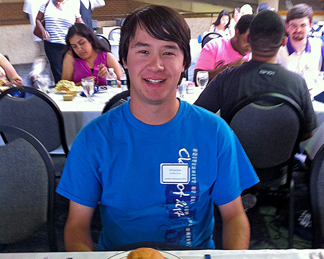 Sebastian at orientation breakfast