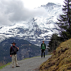On the trail with the Jungfrau behind us.