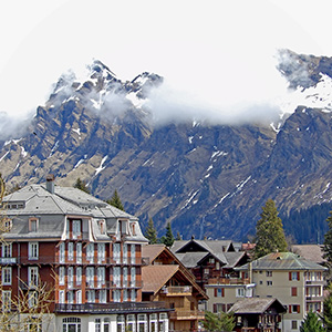 Beautiful Mürren with its large hotels.
