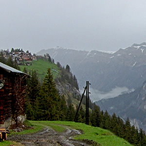 Looking at Mürren from Gimmelwald